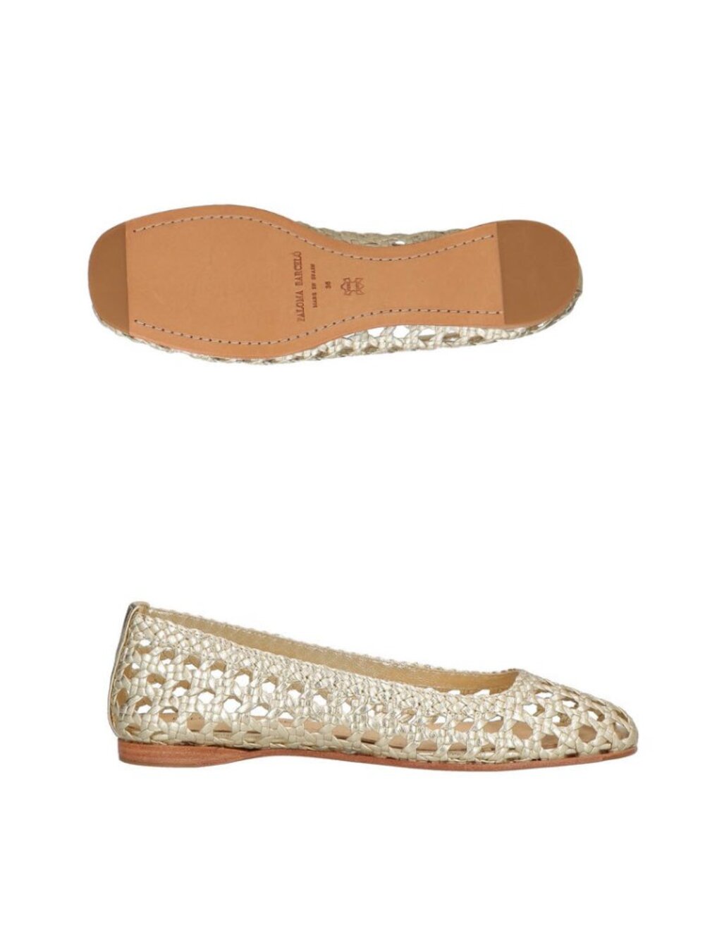 Paloma Barcelo Shell Nappa Ballerina Flats in Platinum Sz EU37/US6.5